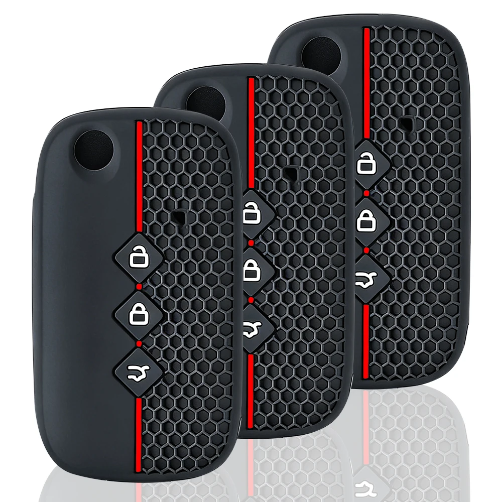 3 Button Silicone Car Key Case Cover Remote Auto Shell Fob Holder for Chevrolet Aveo Trax Groove Captiva 2024 Wuling Accessories