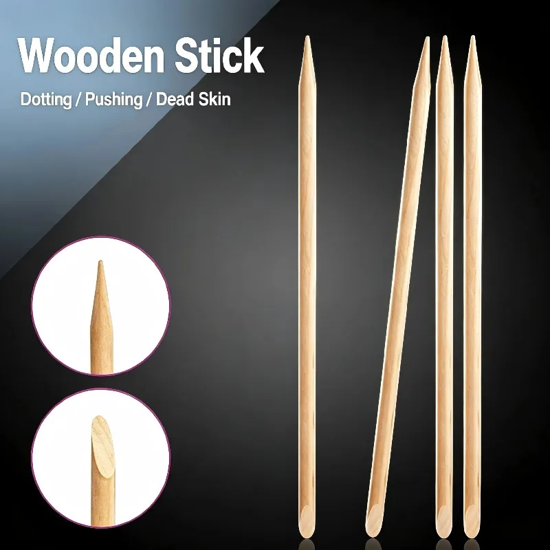 100/1000 Pcs Nail Remover Nail Polish for Beauty Wear Embossing Push Dead Skin Stick Wooden Stick Double Head Design Practical