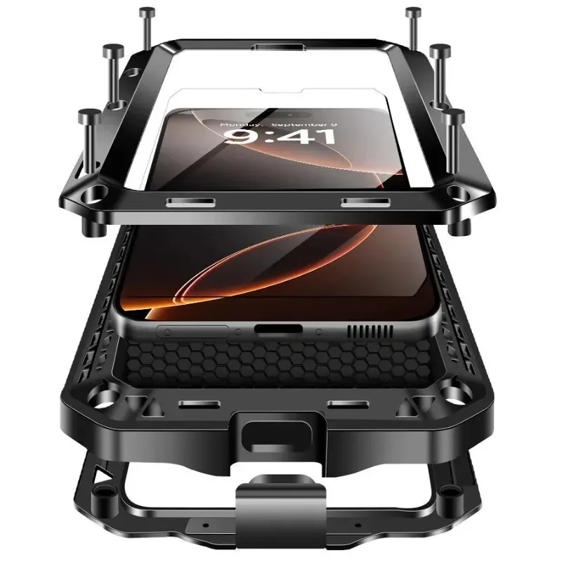 

For iPhone 17 Air 17Pro 17ProMax Aluminum Metal Tank Case Heavy Duty Shockproof Rugged Armor Dust Cover Gorilla Glass
