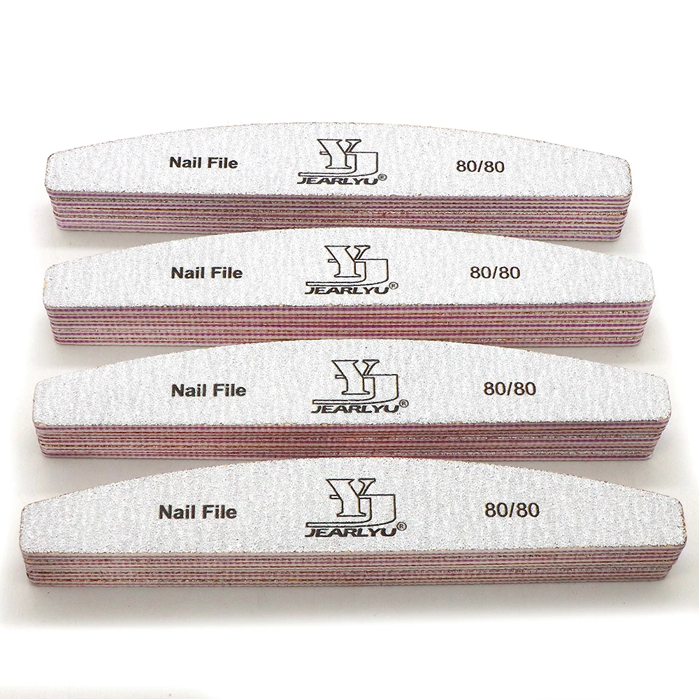 25/50 قطعة 50 قطعة الهلال القمر صالون ملفات الأظافر بالجملة ملفات الأظافر 80/80 حصى الأظافر القوية الصنفرة مزدوجة الوجهين صالون ومجموعة DIY #2