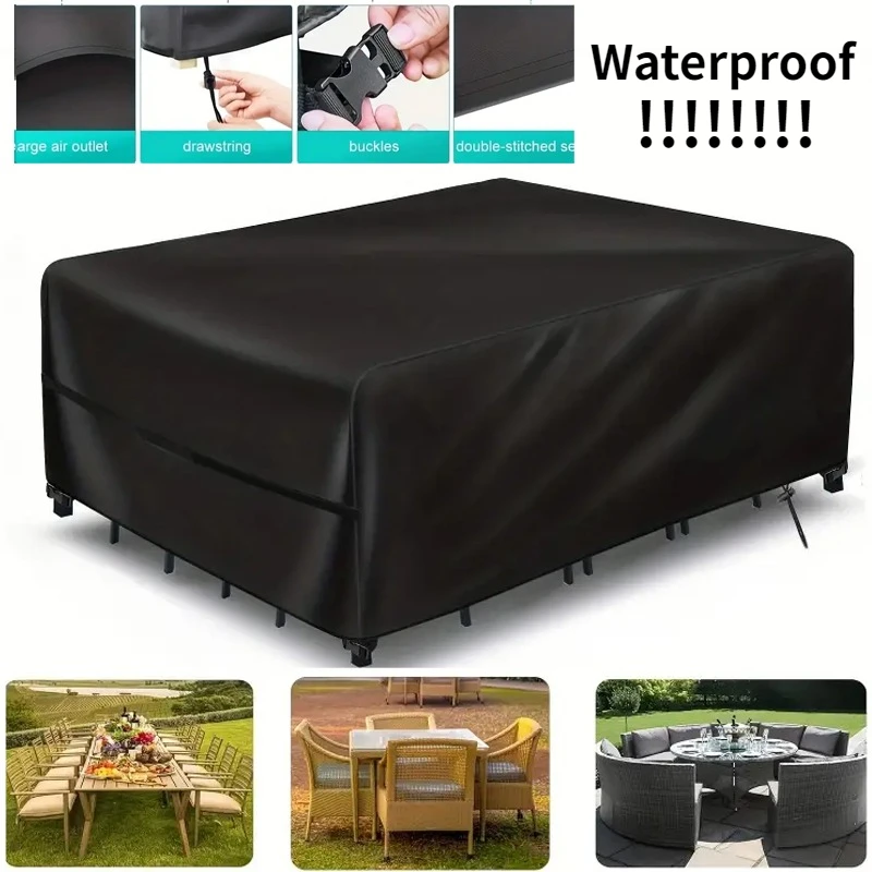 

Чехол для мебели для патио, прямоугольный чехол для патио, чехол для уличной мебели, чехол для садового стола 210D, с регулируемым шнурком