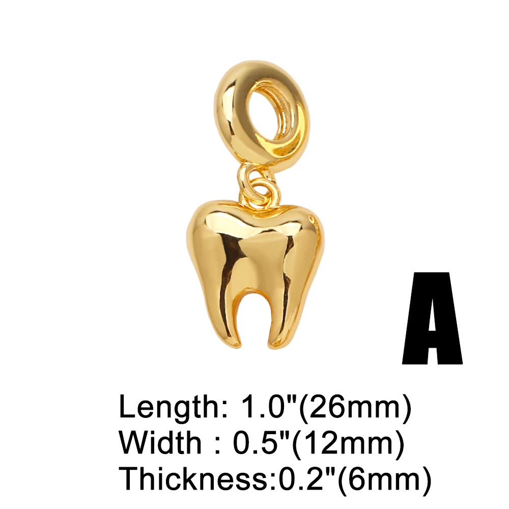OCESRIO Polish Brass Teeth Pendant for Necklaces Copper Gold Plated Crystal Wine Glass Heart Jewelry Making Component pdtb482