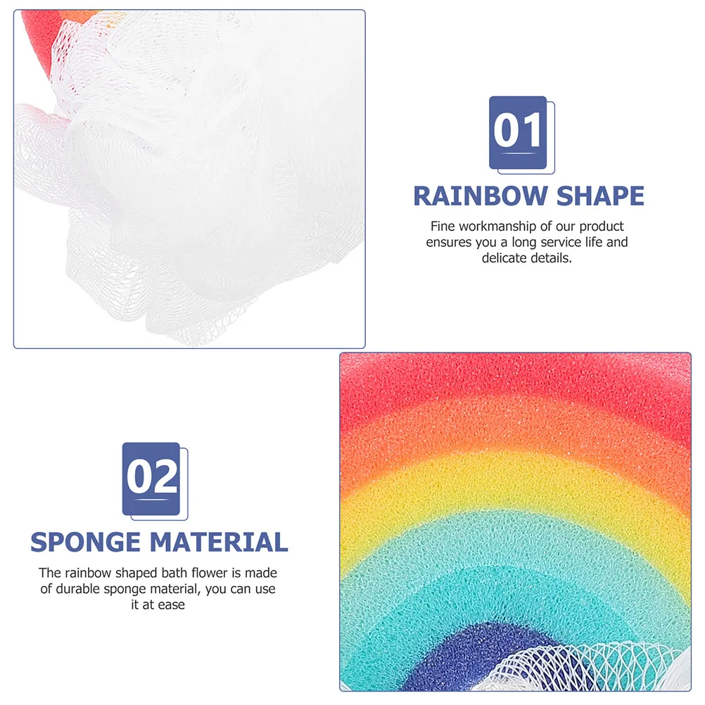 

1pcs Rainbow Bath Ball Baby Sponge Scrubber Portable Lightweight Household Body Bathing Loofah for Kids Toddler Shower Cleanser