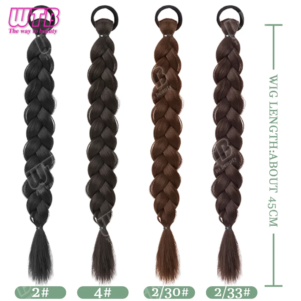 WTB Braided Ponytail Synthetic Hair Wig Elastic Tie Fluffy Smooth Braided Ponytail Suitable for Women's Daily Wear and Holidays image 4