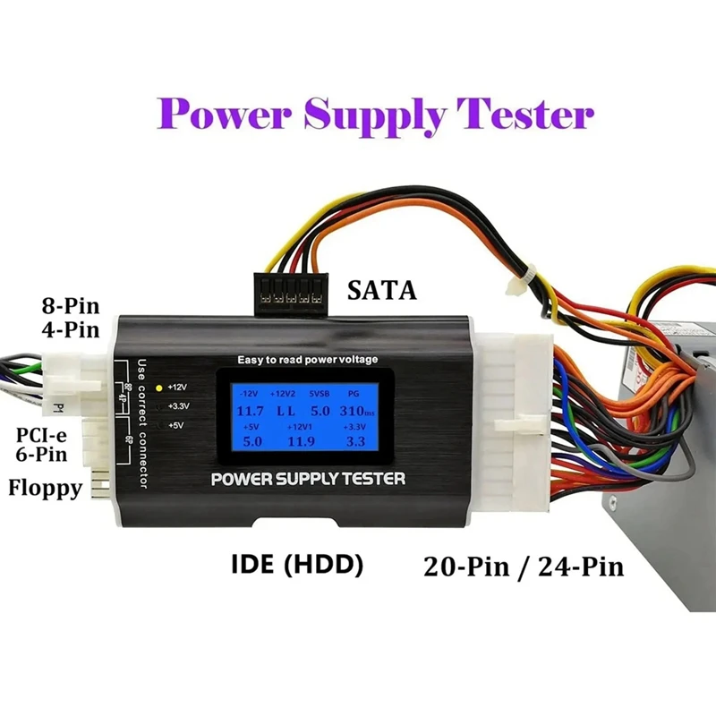 ATX Power Detection Tool Computer Host Power Tester Portable Metal Shell LCD Display Case Power Tester