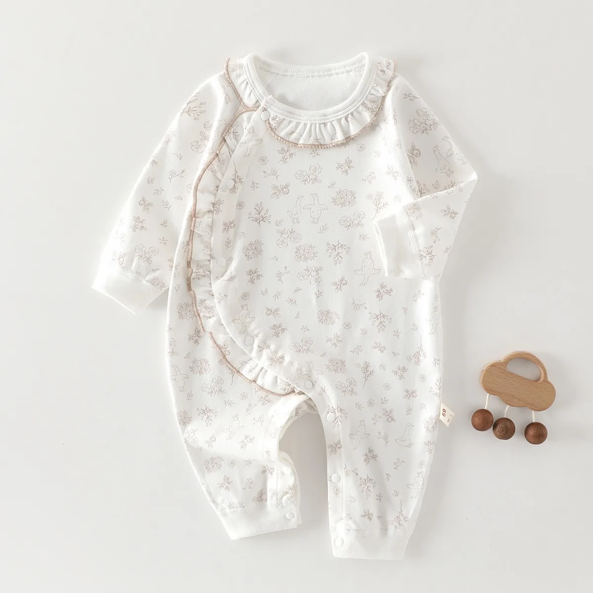 

0-18M Baby Unisex Pure Cotton Breathable Jumpsuit Newborns Spring Fall Peter Pan Collar Cute Romper Kid Soft Comfy Casual Onesie