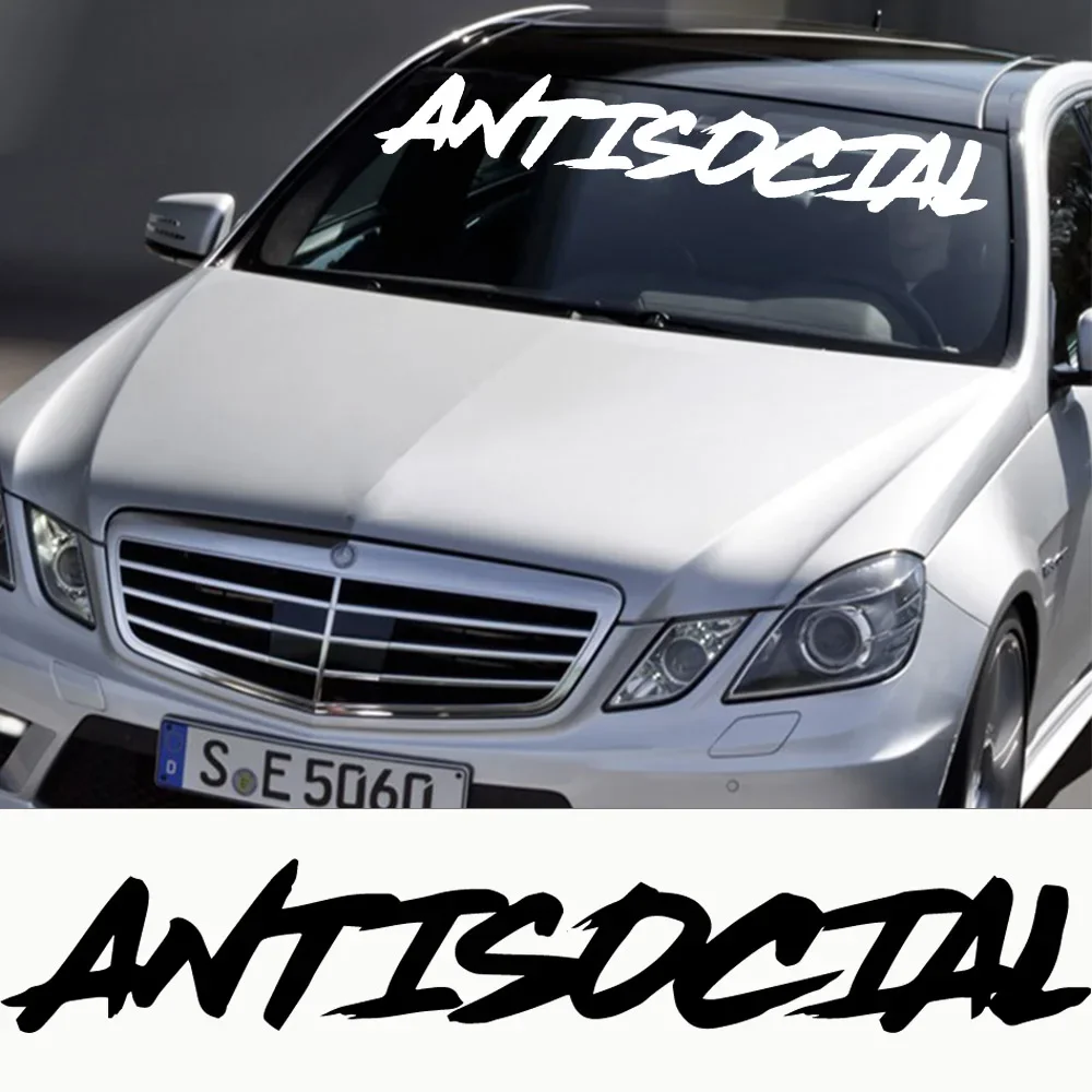 

New Design Creative Anti-Social Text Banner Windshield Car Sticker Car Motorcycle Body Styling Accessories, 100cm