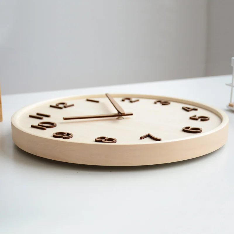 Japan Style Noiseless Wooden Wall Clock Simple Retro Decorative Timepiece for Living Room Home Decor Brief Wood Watch