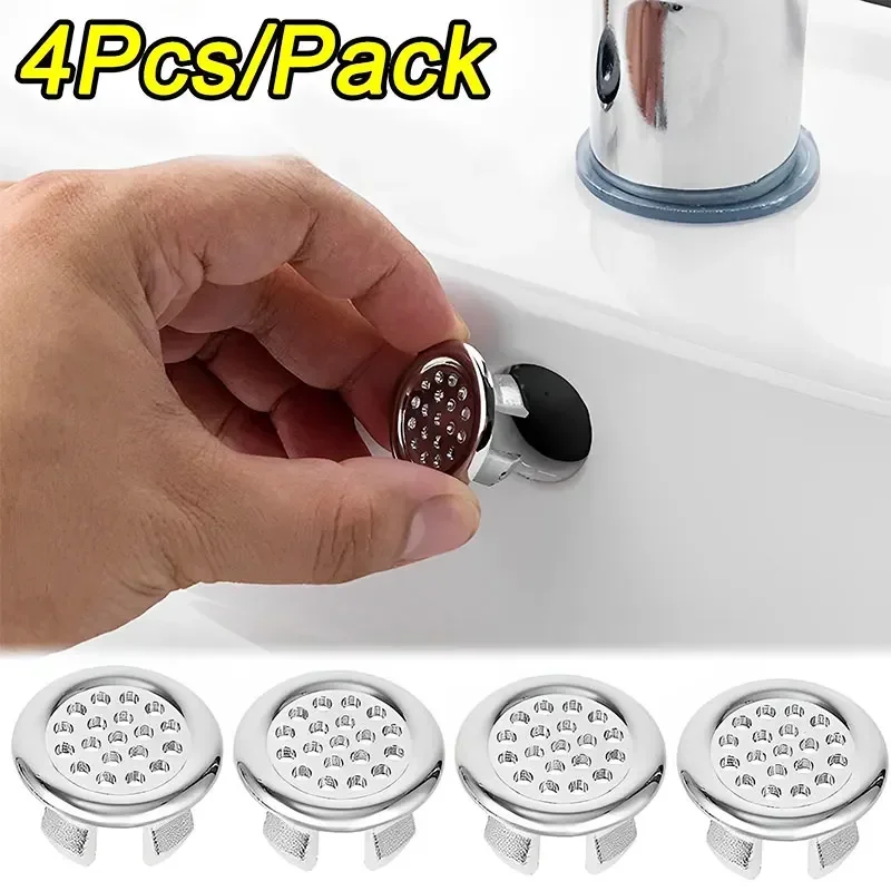 4Pcs Kitchen Bathroom Basin Circular Overflow Drain Cover Decoration Bathtub Sink Hole Overflow Hollow Washbasin Overflow image 2