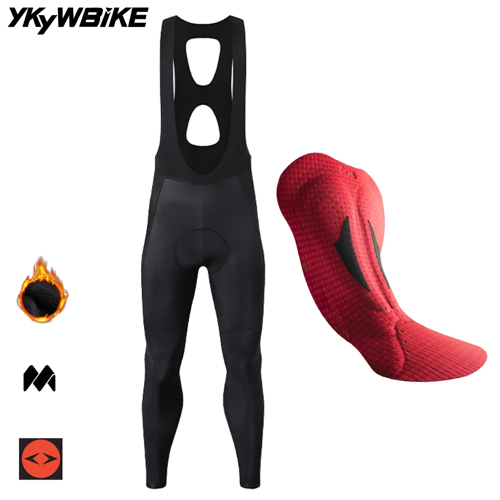 YKYWBIKE Cycling Bib Tights Men Winter&Autumn Road Bike Cycling Bib Long Pants Fleece 7 Hours Interface Padding Bicycle Clothing