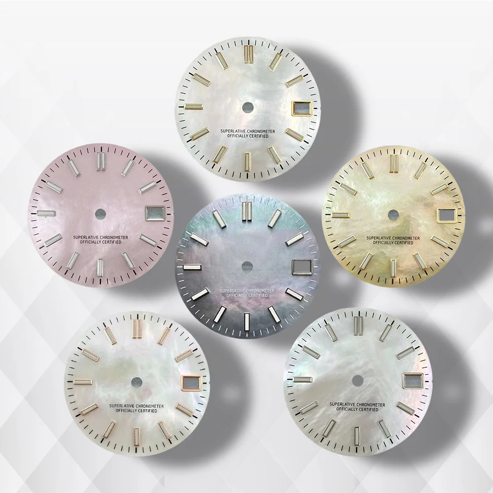 

28.5mm S Logo Fritillaria Dial Fit NH35/NH36/4R/7S Japanese Movement Green Luminous High-Quality Watch Modification Accessories