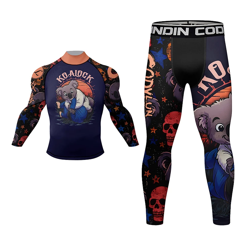 Cody Lundin Nuovo ad alta compressione jiu jitsu No Gi MMA BJJ Sport Set da 4 pezzi Traspirante Bodybuilding Morbidezza Abbigliamento per uomo