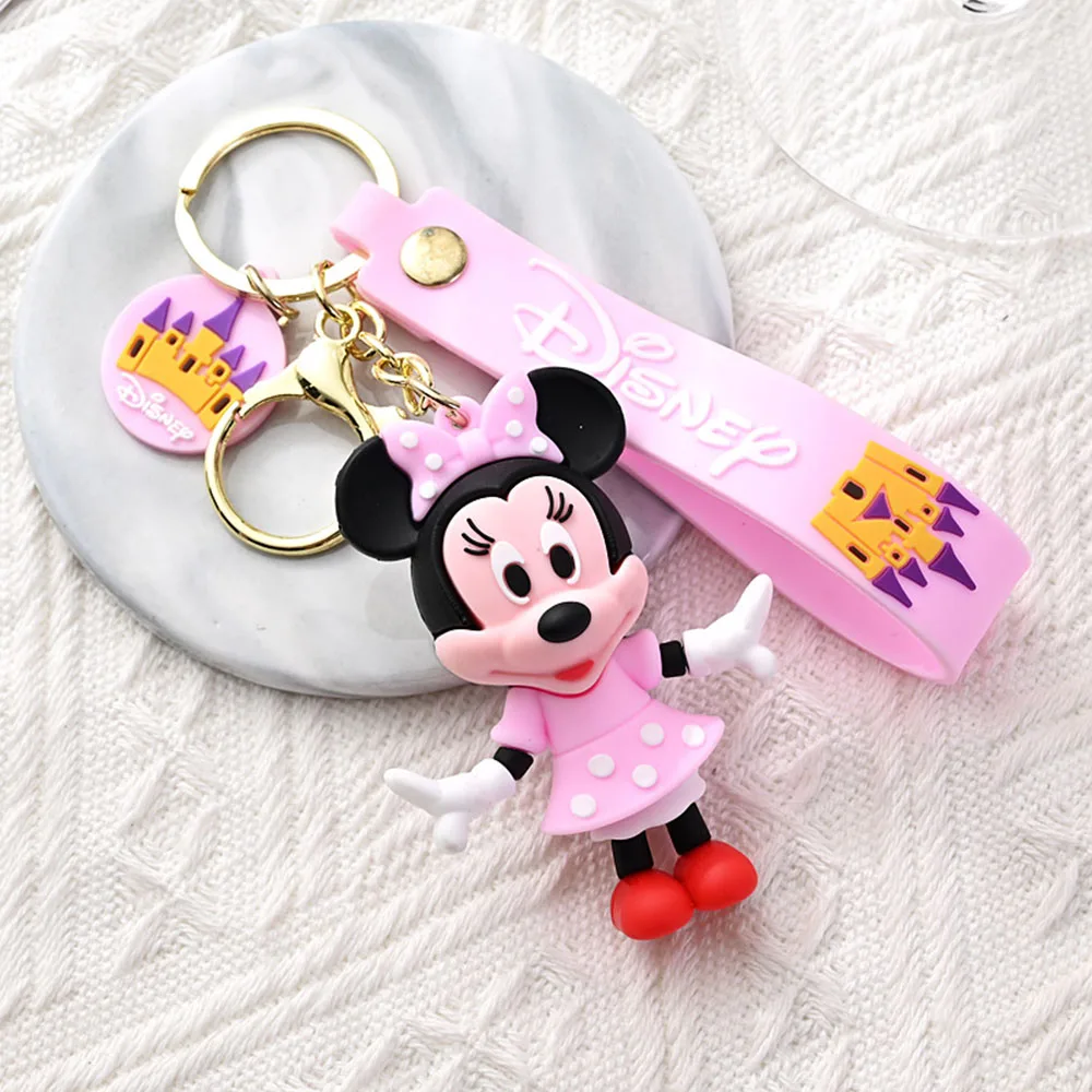 Disney Anime MICKEYs & Minnie Mouse Cartoon pvc action figure toys doll Children for kids Silicone key chain pendant