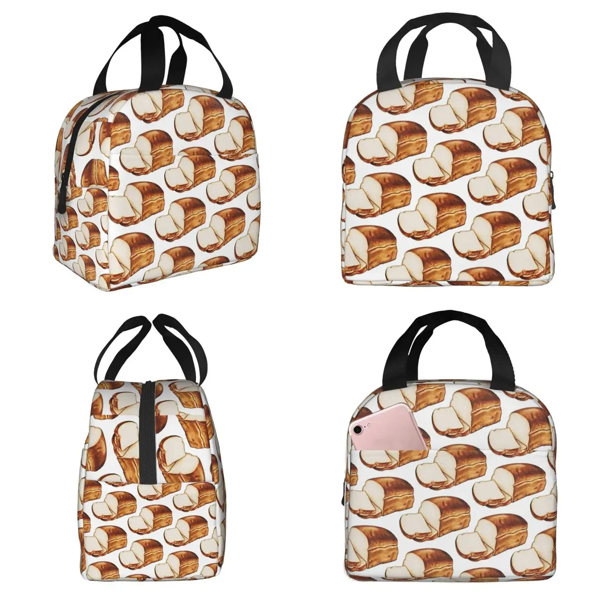Bread Pattern Insulated Lunch Bag for Kids School Cooler Thermal Food Box Tote Portable Lunch Boxes Container