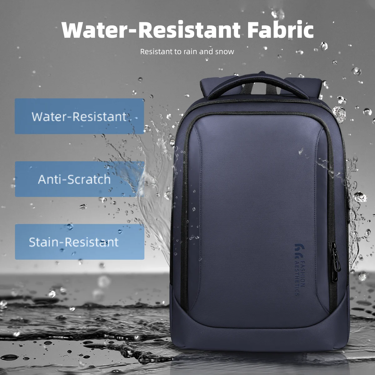 حقيبة ظهر للكمبيوتر المحمول للرجال من HcanKcan مقاس 15.6 بوصة حقيبة ظهر بسيطة للأعمال مع شحن USB حقائب مدرسية متعددة الجيوب للسفر #4