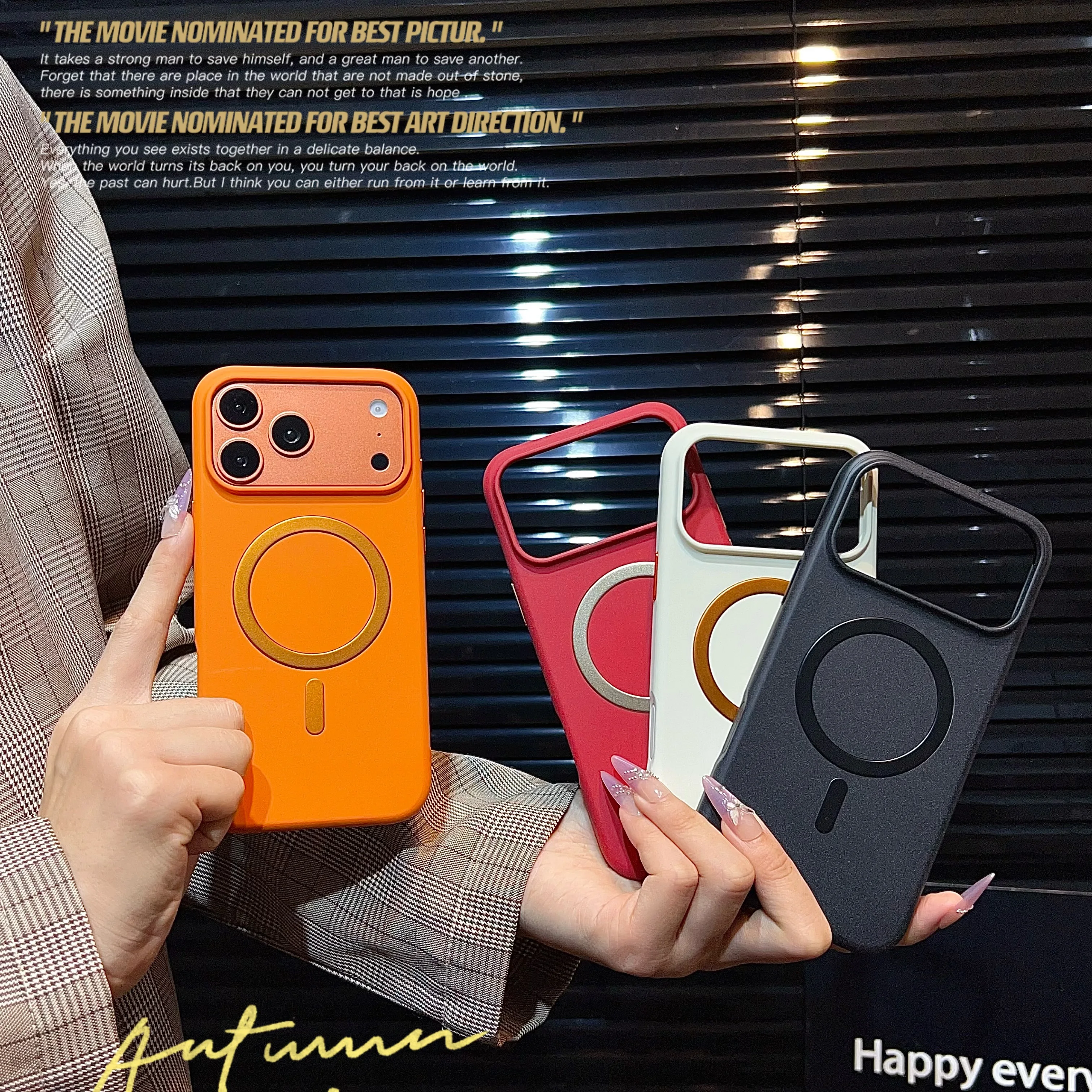 

Luxury Solid Color Rock Sand Texture Magnetic Wireless Charging Shockproof Protective Phone Cover Case for iPhone 17 16 Pro Max