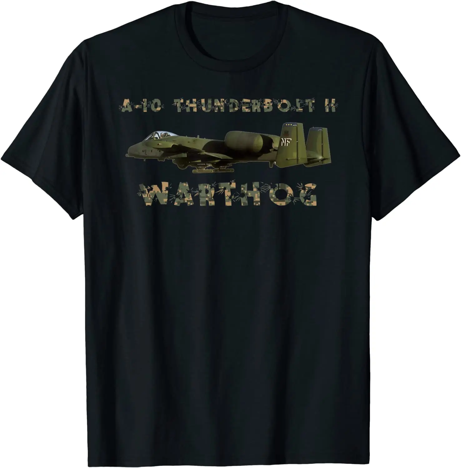 Camouflage Military A10 Warthog Camo US Warplane Fighter Jet T-Shirt Short Sleeve Casual 100% Cotton TShirt