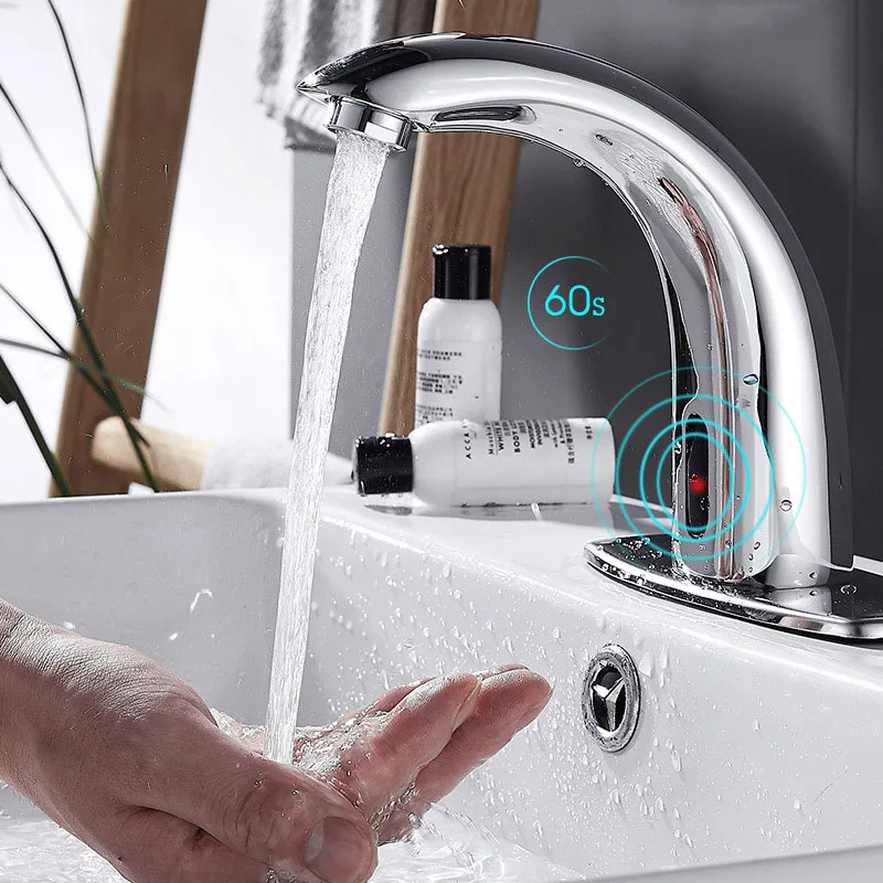 Copper Automatic Sensor Bathroom Tap Automatic Infrared Sensor Sink Tap Hotel Public Toilet Single Cold Wash Basin Faucet