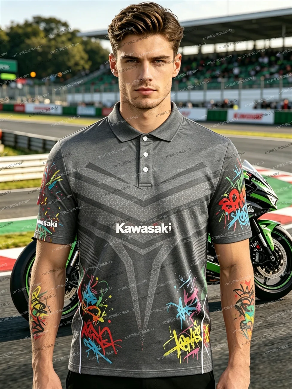 

Kawasaki Motorcycle Racer Riding men's polo shirts Summer men Short Sleeve Women T-Shirt Oversized Clothing Tops Men's clothing