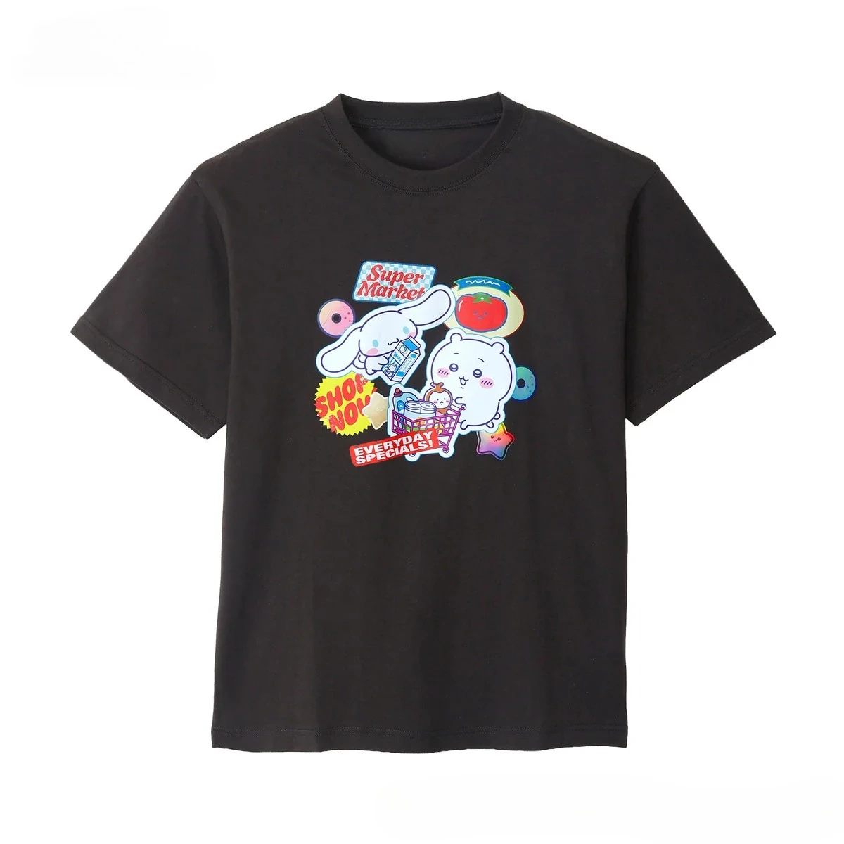Kawaii Chiikawa Sanrio Kollaborations-T-Shirt Hello Kitty Hachiware Frische Früchte Retro-Druck Lässiges, lockeres Kurzarm-Unisex-Sommer-T-Shirt – Detail 5