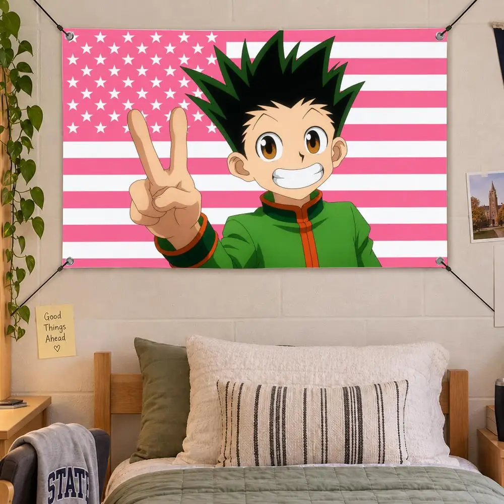 Anime HUNTER HUNTER Gon Freecss Flags Decorative Flag Banner Indoor Bedroom Dorm Gaming Room Wall Party Club Decor Fan Gift