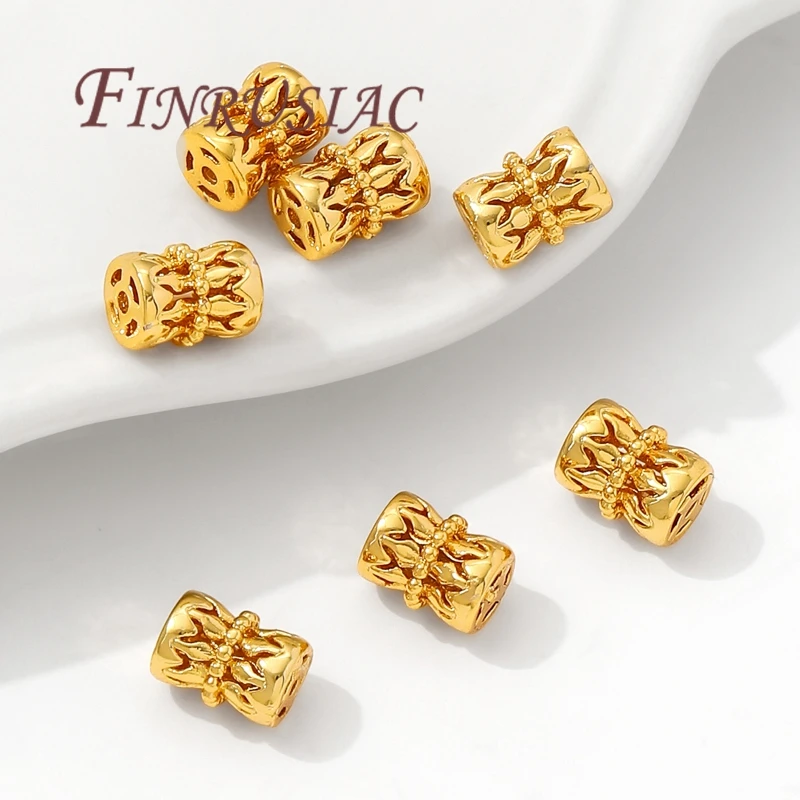 7.5mm*5.6mm 18K Gold Plated Hollow Spacer Beads For Jewelry Making,Separators For Bracelet Accessories,Metal Beads,Necklace Bead image 6
