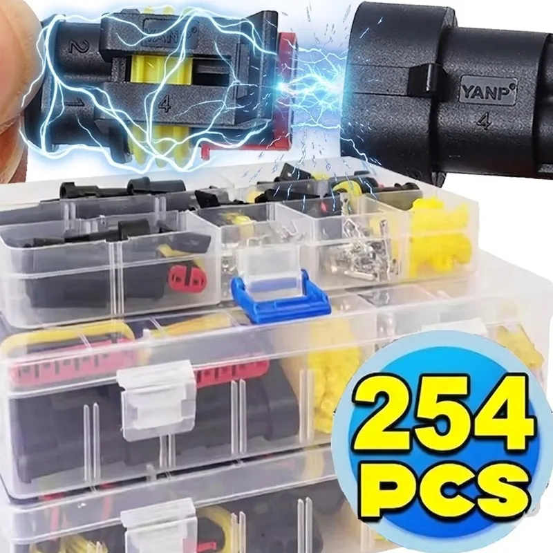 

96/240/254pcs Waterproof Wire Connector Kit 1 To 6 Pin Electrical Plug Terminal Harness for Auto Motorcycle Truck Marine Boat