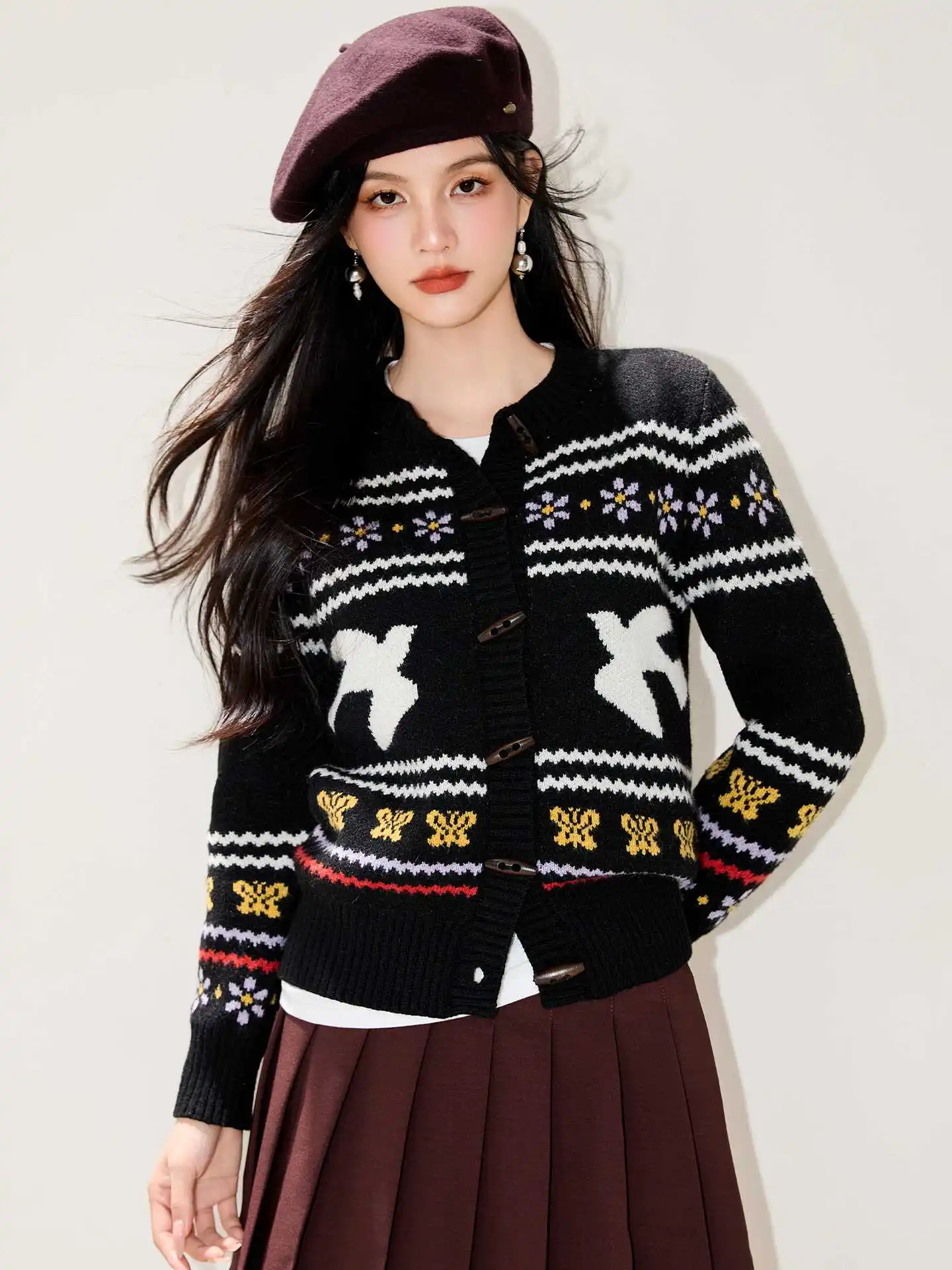 

Women Cardigan Sweaters Coats Turn Down Collar Casual Loose Jumpers Y2k Streetwear Elegant Knit Coat Work Autumn Winter