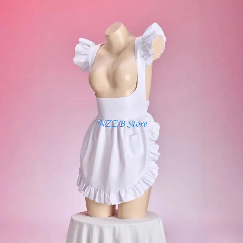 

T21F Ruffle Maid Waitress Aprons Adjustable Maid Apron Maid Costume for Halloween