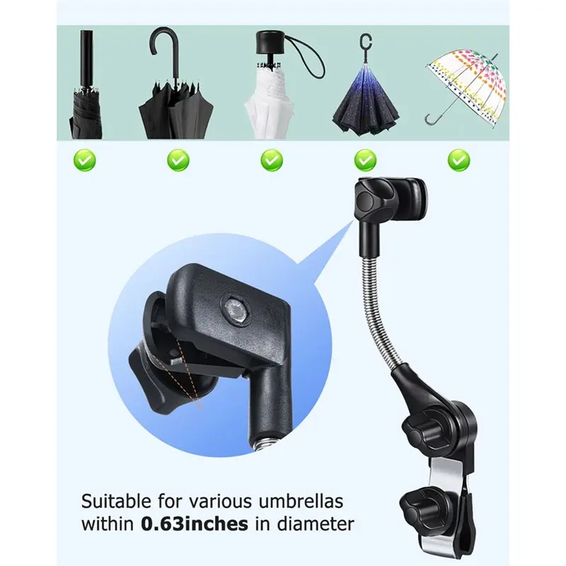 A71Z Umbrella Mount Stand Eary Adjustable UV Sun Protection For Baby Stroller Accessory Foldable Umbrella Holder