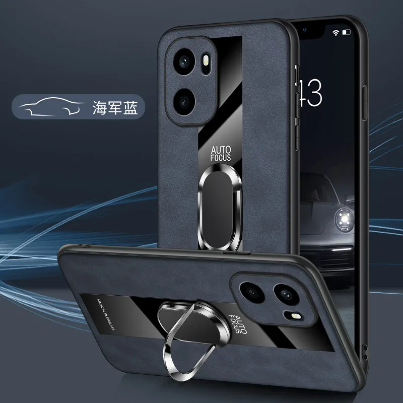 Voor OnePlus ACE 6 Case Premium Plain Leathe Ring Stand Anti-val Paar Case Cover Voor OnePlus Ace6 schokbestendig Funda