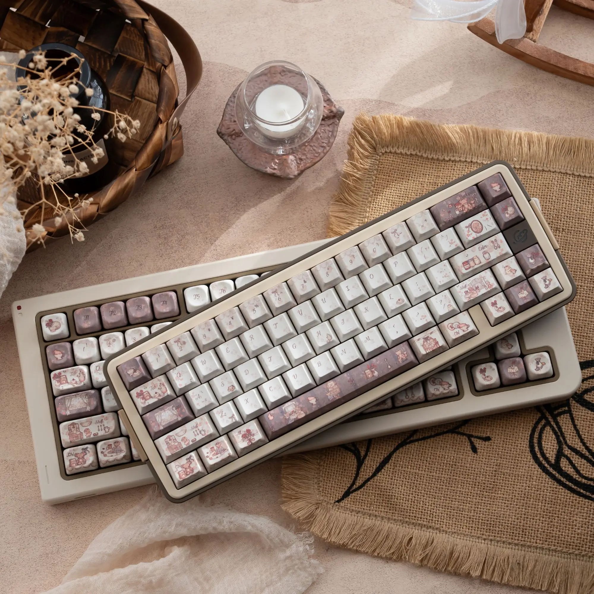 

Набор колпачков для клавиш Little Bear Tea Break, изготовленные на заказ колпачки для клавиатуры с профилем PBT Cherry MOA для игровых офисных аксессуаров для механической клавиатуры