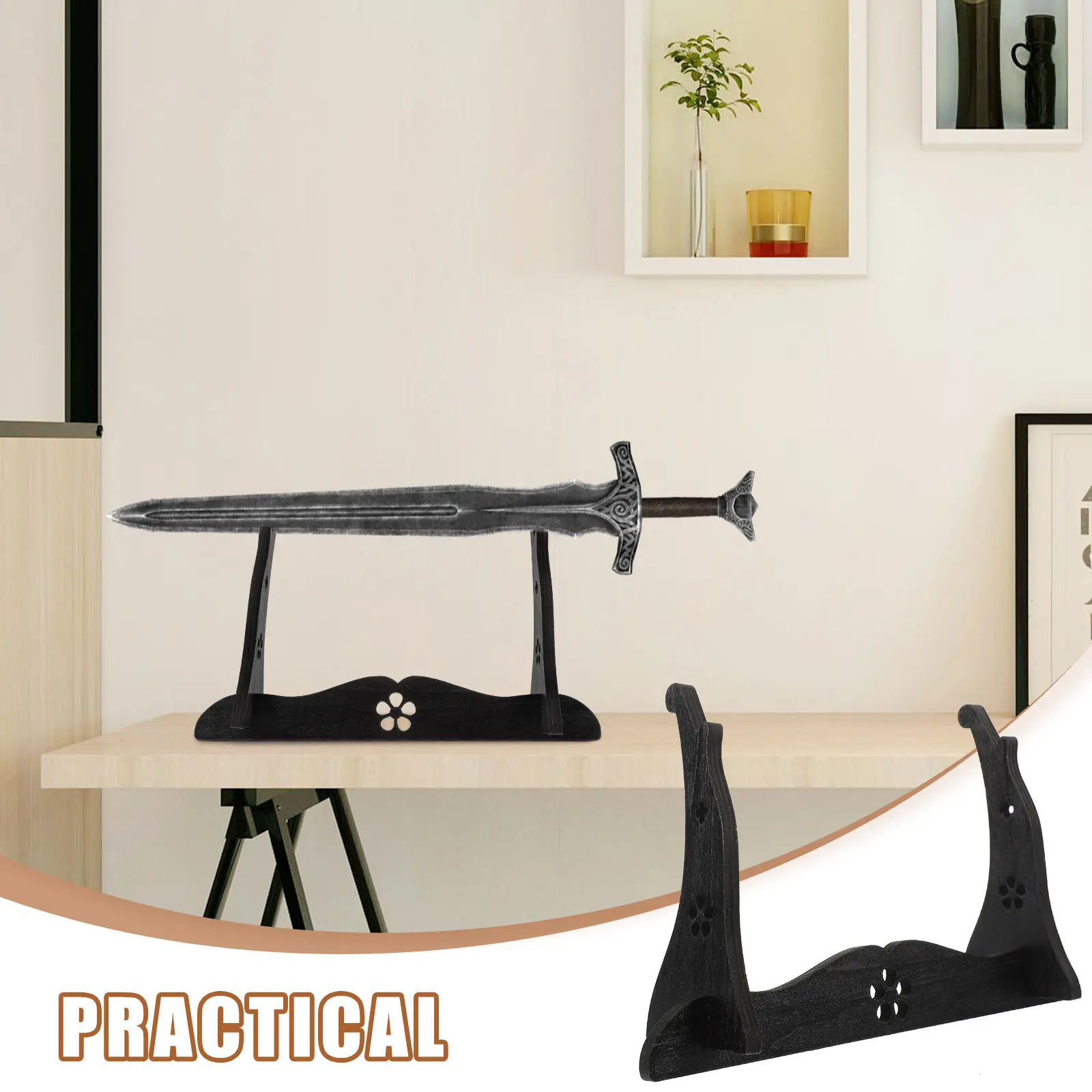 Wooden Swords Display Stand Desktop Flute Holder for Collection Storage Rack Ideal Gift for Enthusiasts Christmas