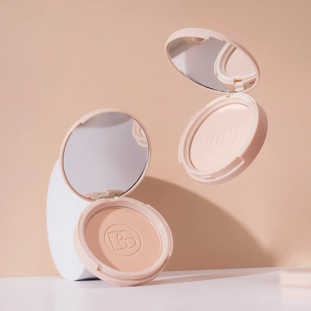 Beleza vitrificada pó facial controle de óleo impecável longa duração batom à prova dwaterproof água fosco configuração pó maquiagem facial com espelho