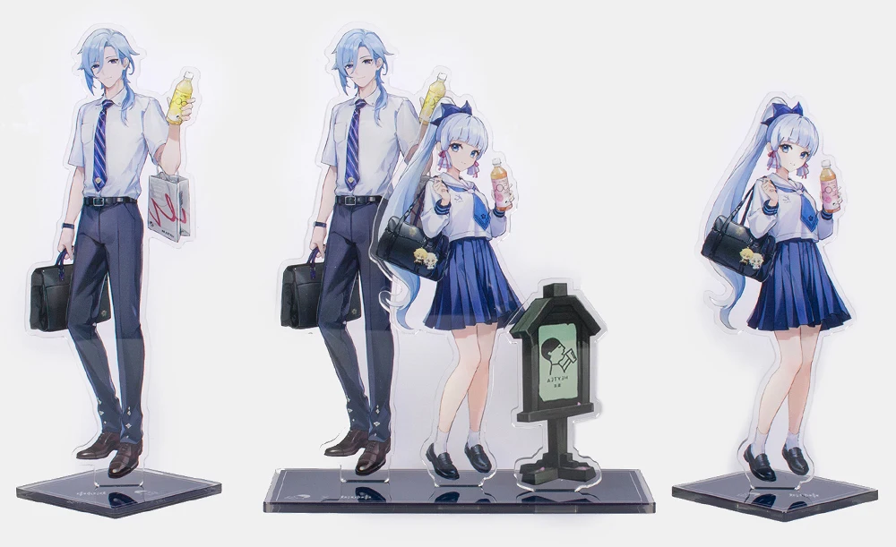 2024 Anime Genshin Impact Jointly Kamizato Ayaka Kamisato Ayato Badge Baji Acrylic Pendant Keychain Stand Card Desk Decor Gift image 5