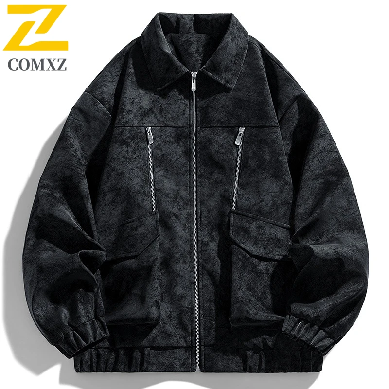 

Men Jacket 2025 Suede Trend Versatile Comfortable Breathable Lapel Jacket Outdoor Korean Version Light Luxury Men Zipper Jacket