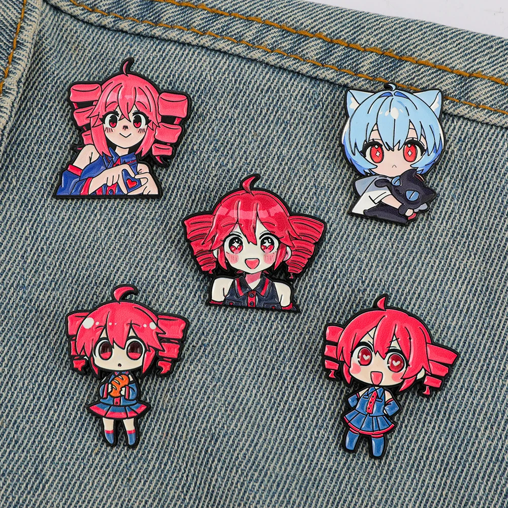 Game Kasane Teto Cosplay Costume kawaii Badge Pin Accessories Backpack Pendant Metal Prop Brooch Gift