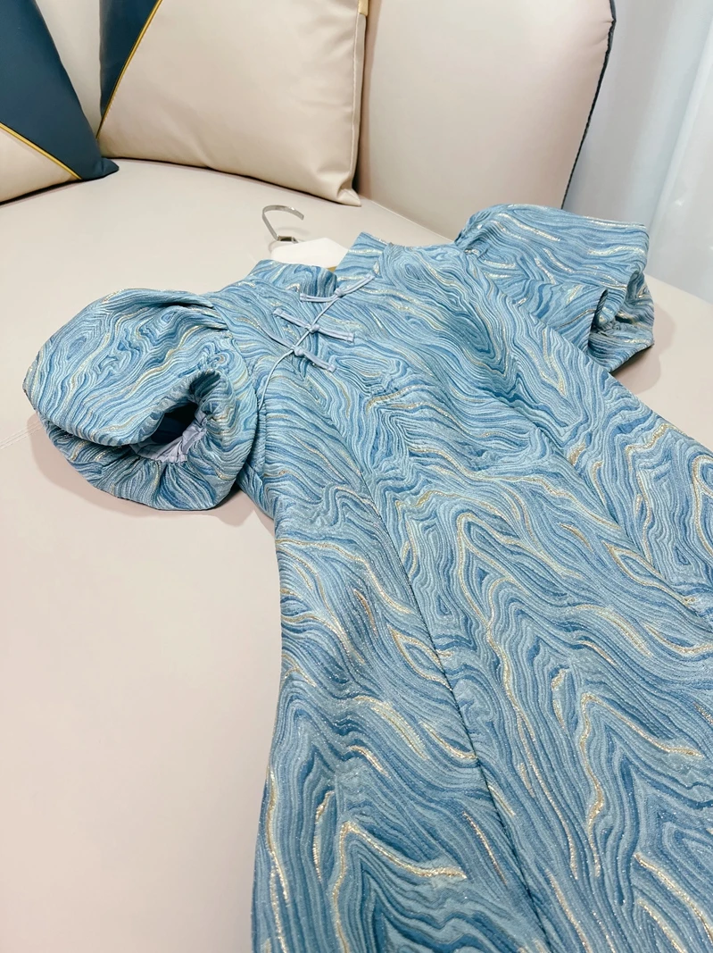 

Retro Chinese Sle Sweet Lady Slim Fit Dr Waist Cinched Full Skirt Floral Embroidery ort Evening Gown