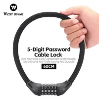 WEST BIKING Multicolor Bicycle Cable Lock Portable Anti-Theft Wire Lock Kid Students 5-Digit Password MTB Road Bike Cycling Lock