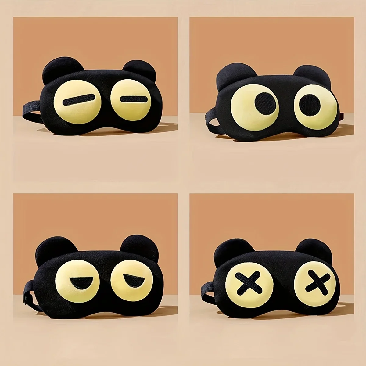 1 Stück verstellbare, lichtblockierende Schlafmaske aus weichem Polyester, niedliches Cartoon-Bär-Design, Augenabdeckung für Reisen/Schlafzimmer/Büro-Rest