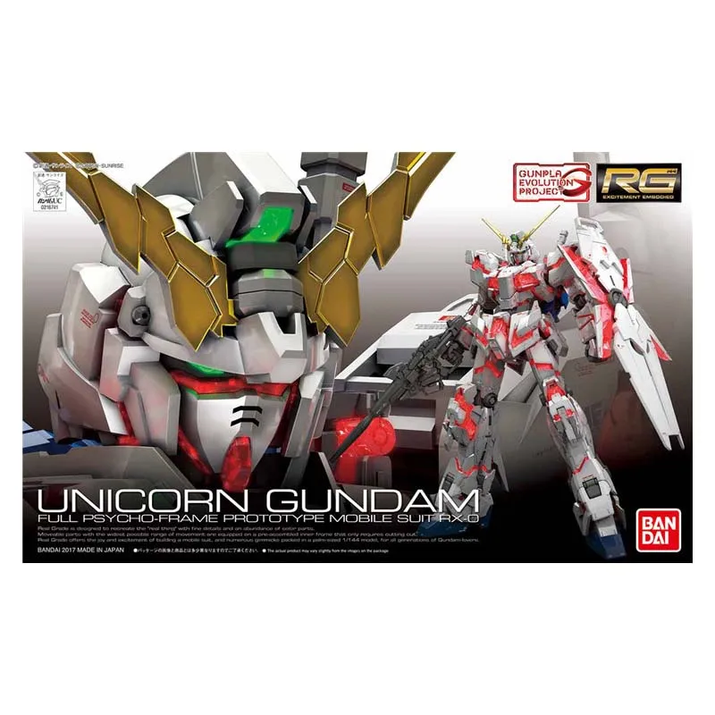 Bandai Figure Gundam Model Kit Anime Figures RG RX-0 Unicorn  Mobile Suit Gunpla Action Figure Toys For Boys Children's Gifts