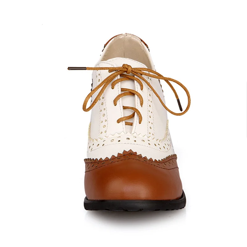 Ladies Patchwork Lace-Up Single Shoes Leather Zapatillas Pointy Toe Pumps Wood Texture Heels 5.5cm Bige Brown Black 2022 Newest