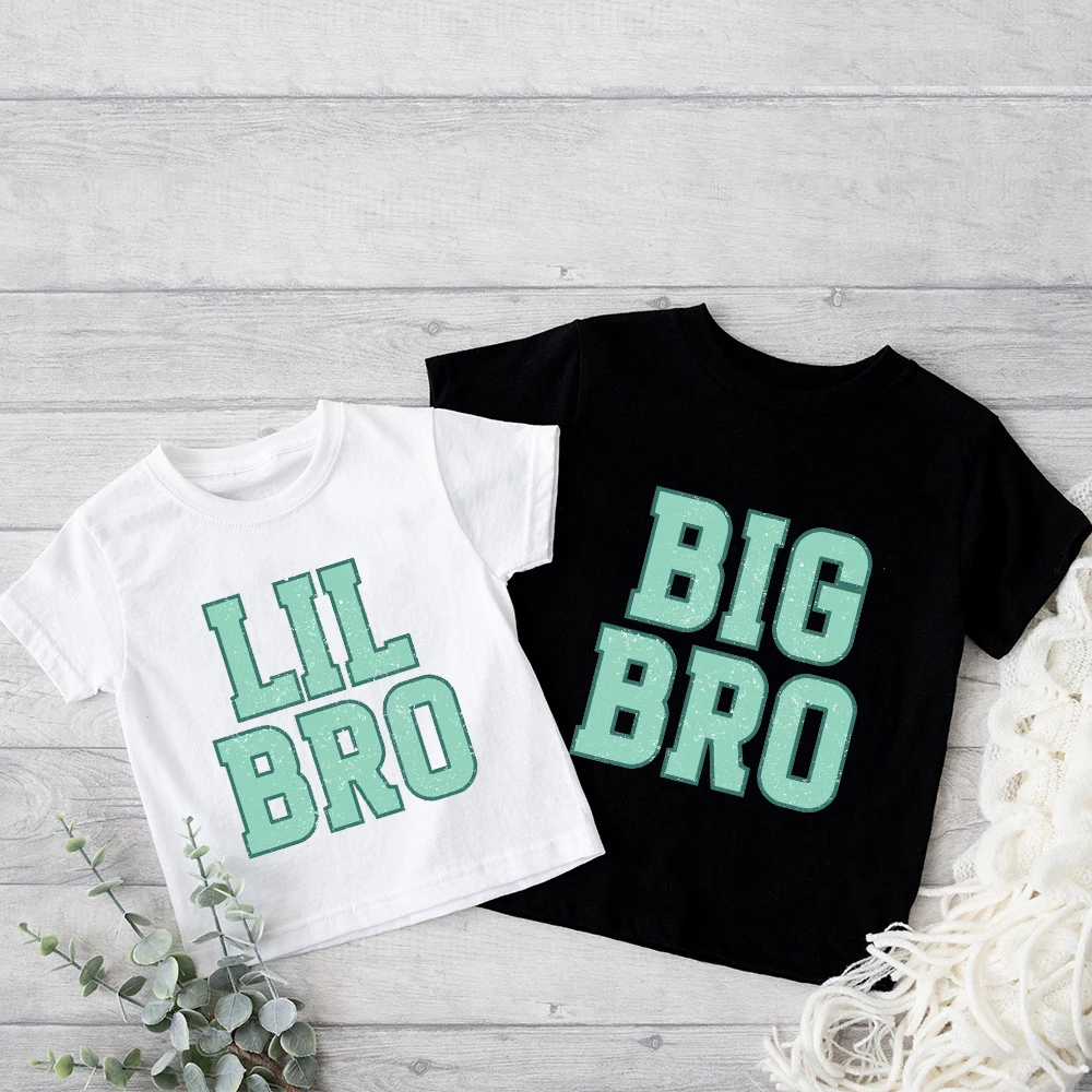 Big & Little Brother Sibling Shirts Matching Sibling Outfits Summer Short Sleeve Kid Tshirts Clothes New Big Brother Tshirt Gift