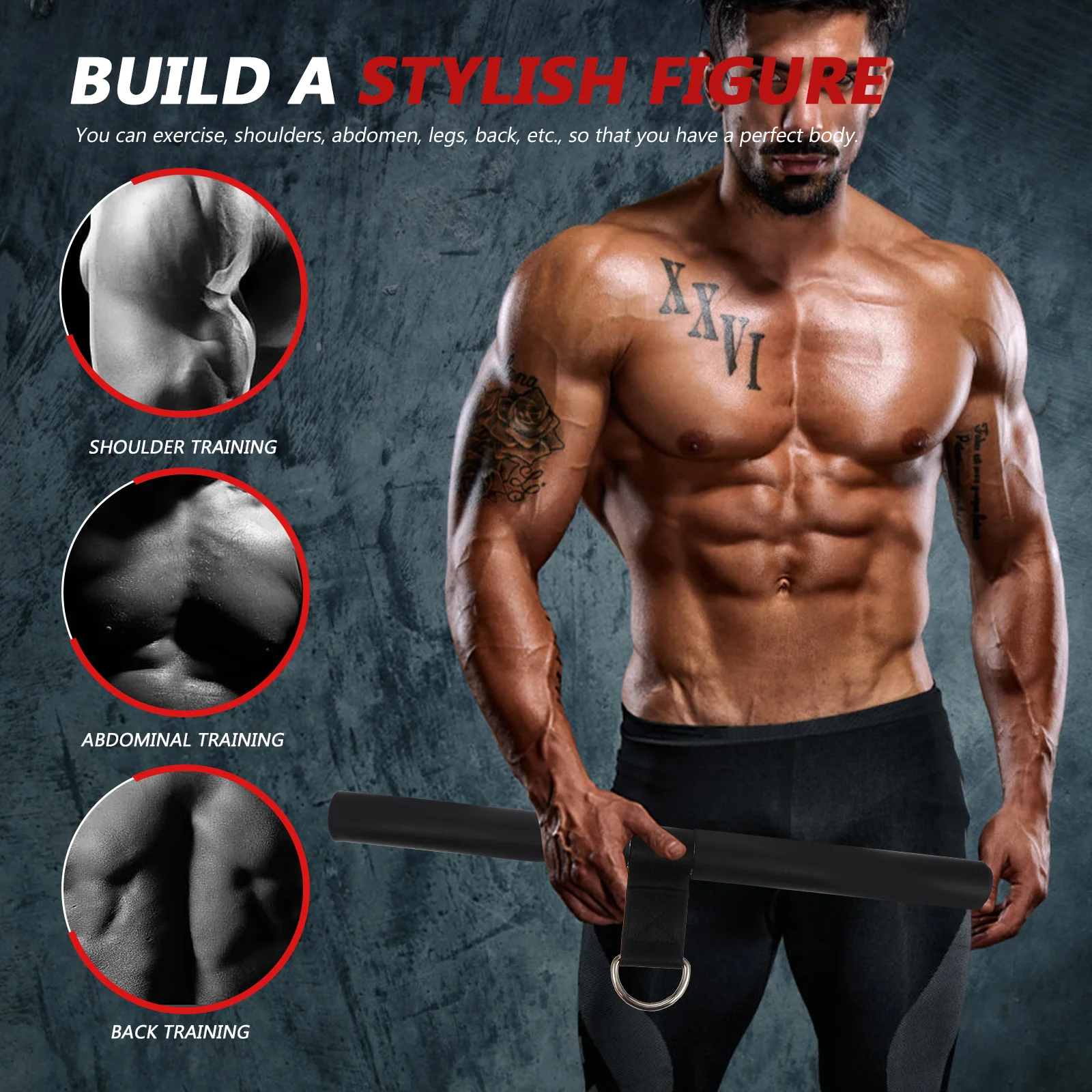 

1Pcs Steel Triceps Pull Bar Fitness Equipment Home Gym Muscle Trainer Gym Pull Down Bar Body Workout Fitness Accessories