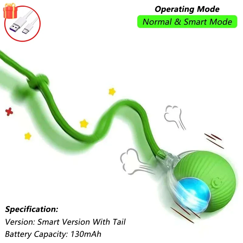 iLMH 1/2 PCS Cat Interactive Ball Toy Automatic Rolling Ball Faux Tail Rechargeable Smart Pet Electric Toy Pet Toy Imitate Mouse, image 26