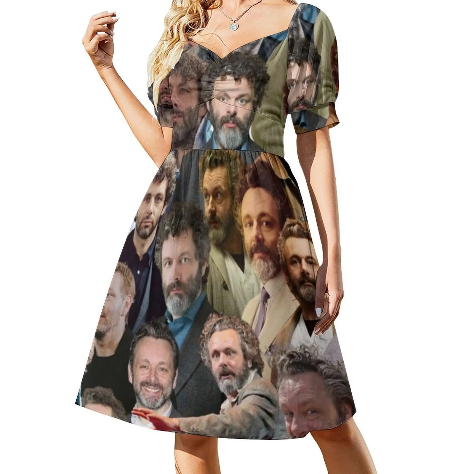 فستان مايكل شين بوهيمي بدون أكمام للنساء مطبوع عليه فساتين حفلات الشاطئ مايكل شين صور كولاج مايكل #2