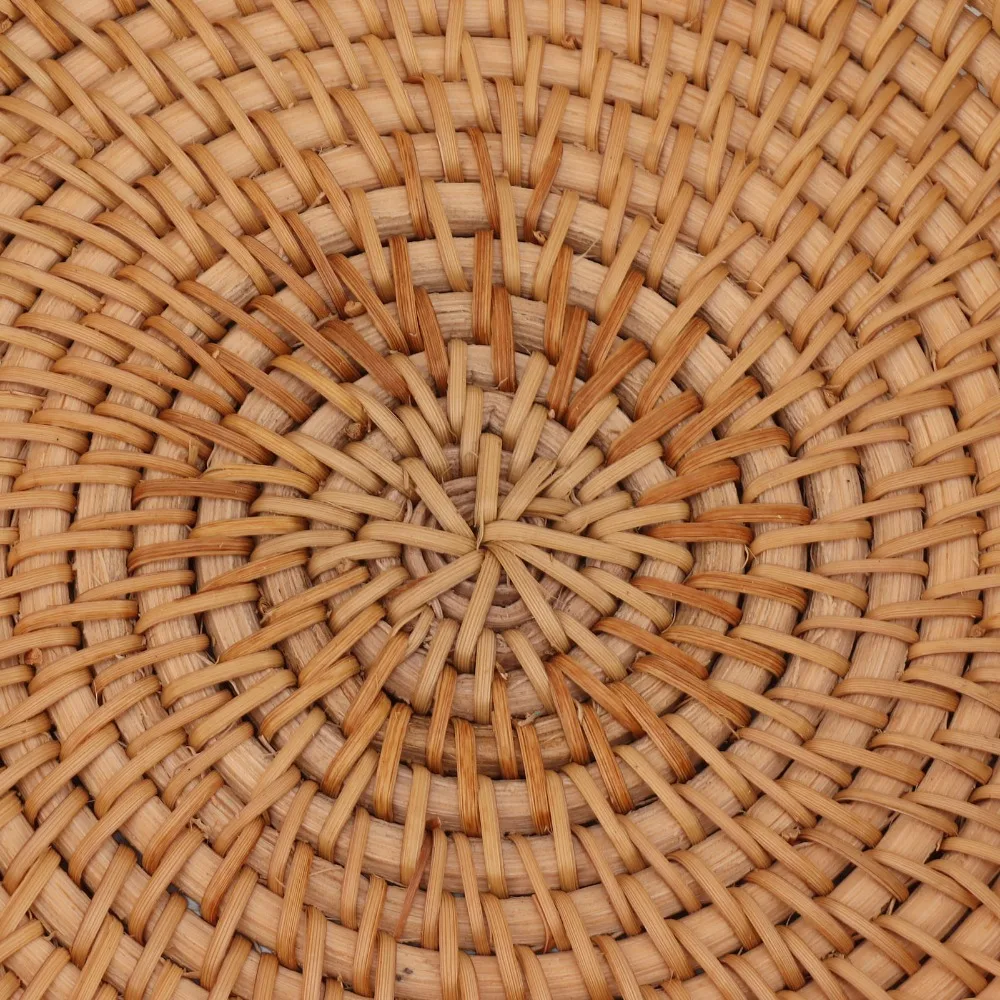 Fiber Material Storage Tray Sturdy Texture Tightly Woven Organizer Plate Round Raised Surrounding Edge Storage Dish