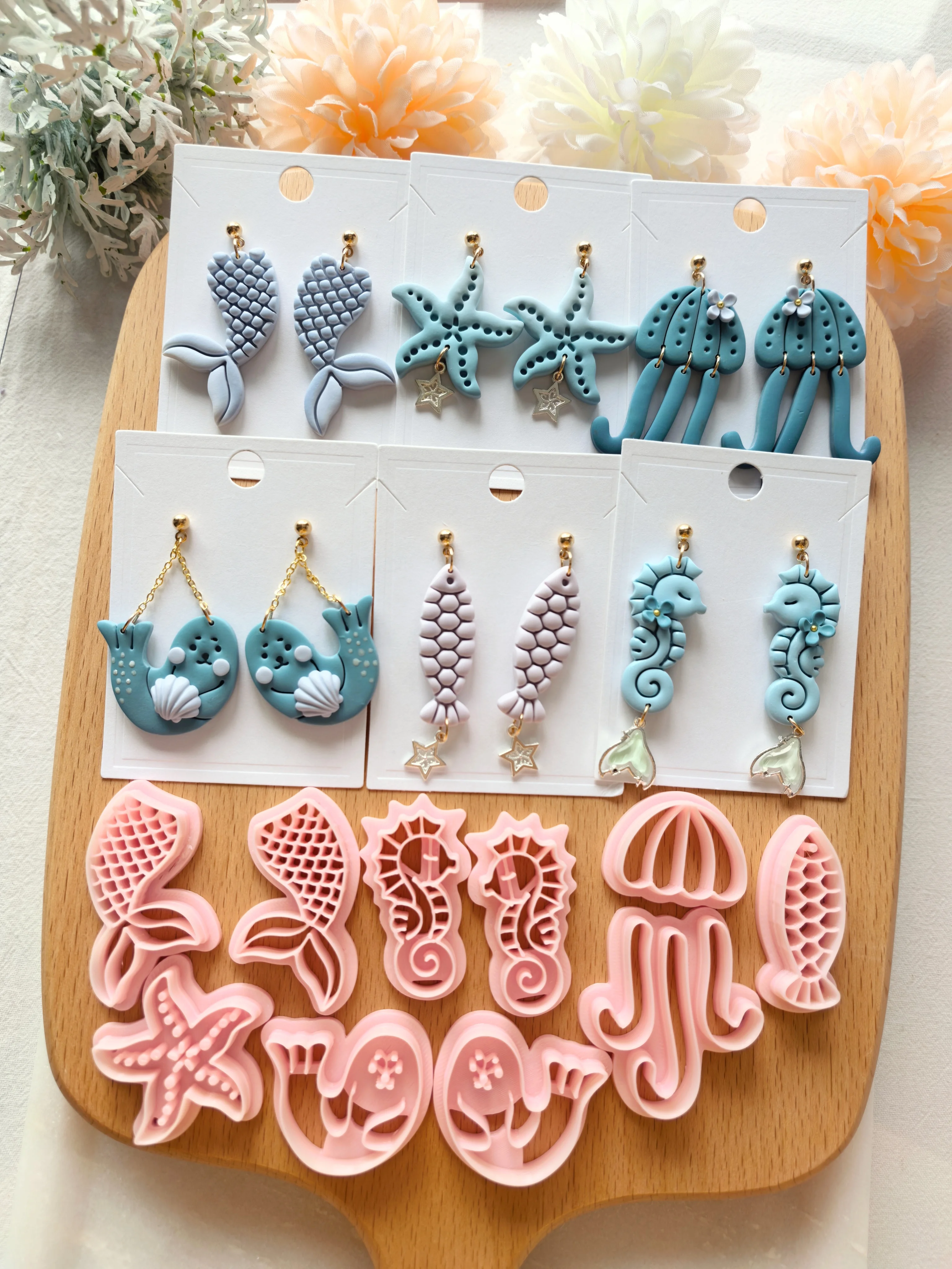

Ocean Series Polymer Clay Cutter Seahorse Mermaid Clay Cutting Molds DIY Earrings Jewelry Making Hand Tools Soft Clay Tools Set