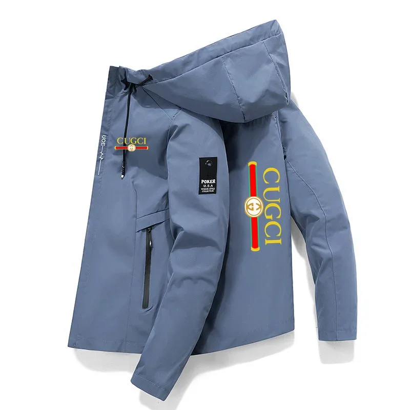 2024 nowa wiosenna i jesienna marka męska wiatroszczelna kurtka z zamkiem Casual wysokiej jakości kurtka baseballowa z kapturem kurtka sportowa