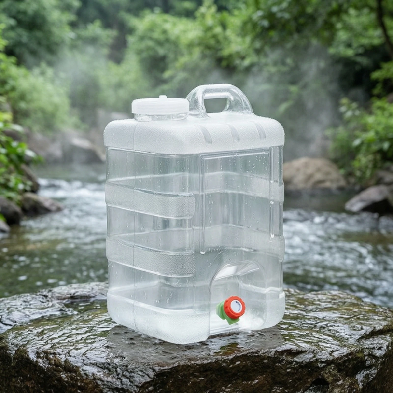Water Storage Container with Spigot Thickened Camping Water Carrier with Tap Transparent Leakproof for Campers, Car Trips